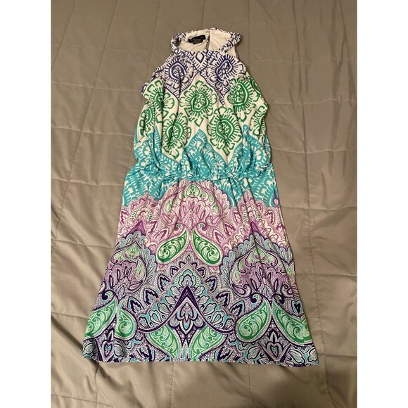 New Directions Womens Halter Dress Size 4 Multicolor Paisley Print Polyester Str - Picture 1 of 3